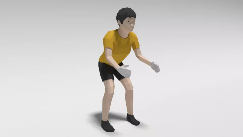 Low Poly Cartoon Goalkeeper Kid Low-poly 3D model