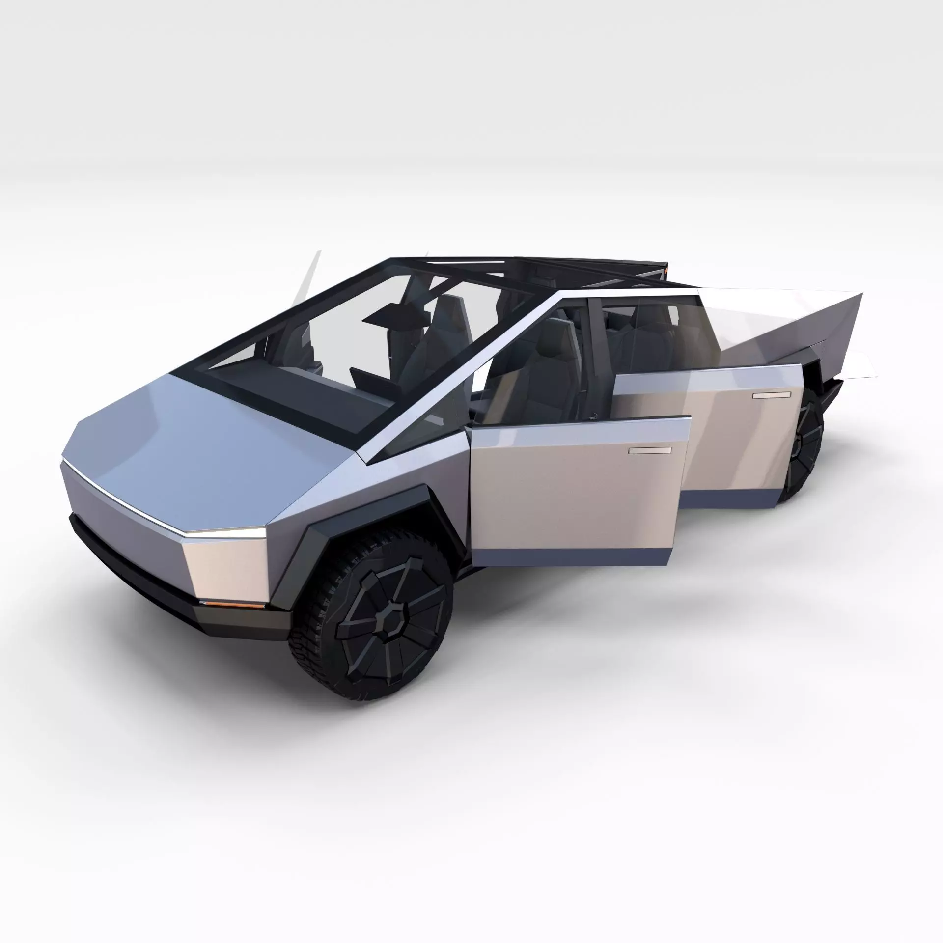 Tesla Cybertruck with interior 3D model_0