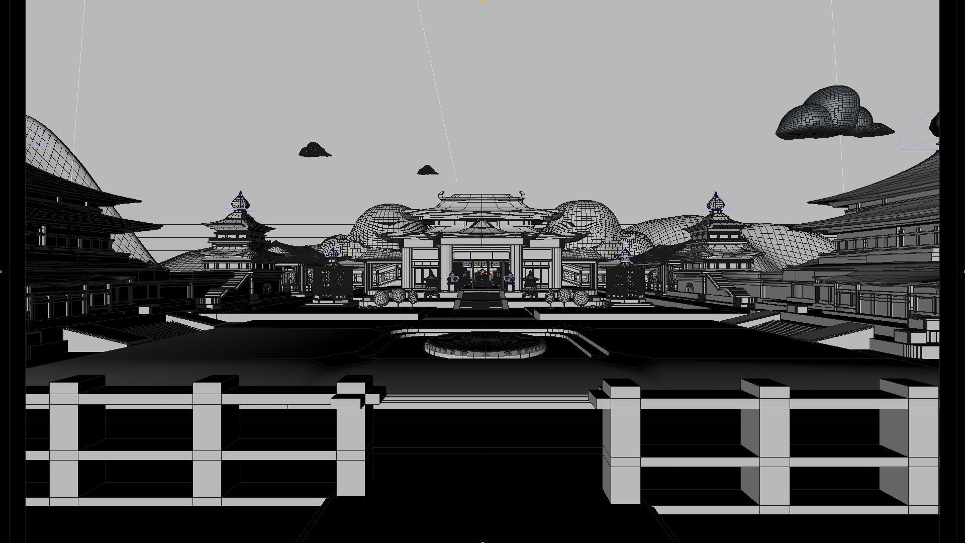 Low poly Chinese architecture with interior Low-poly 3D model_10