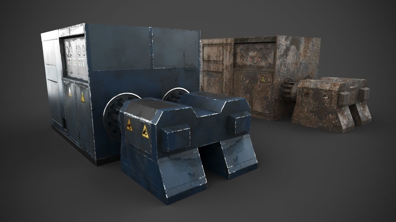 Machinery device Low-poly 3D model_2