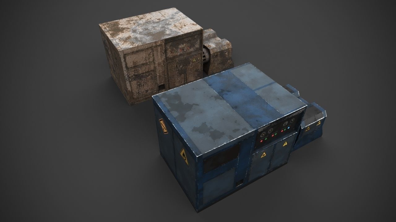 Machinery device Low-poly 3D model_9