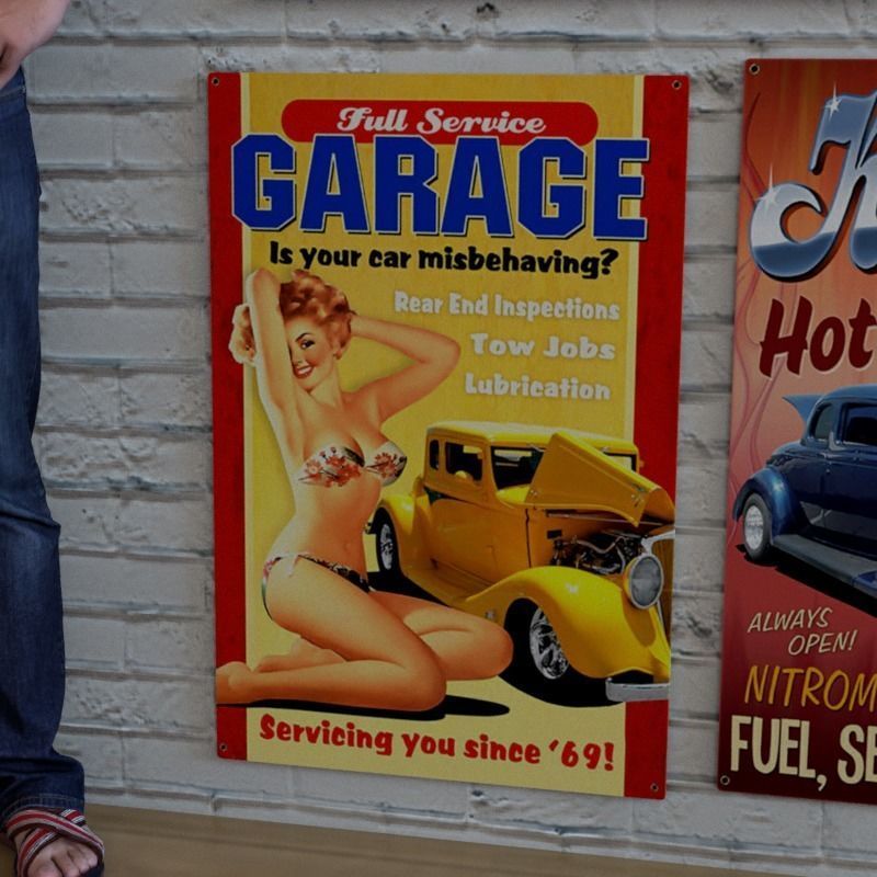 VINTAGE SIGNS PACK - SERVICE PARTS AND GARAGE Low-poly 3D model_1