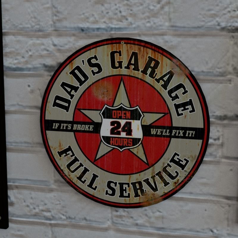 VINTAGE SIGNS PACK - SERVICE PARTS AND GARAGE Low-poly 3D model_5