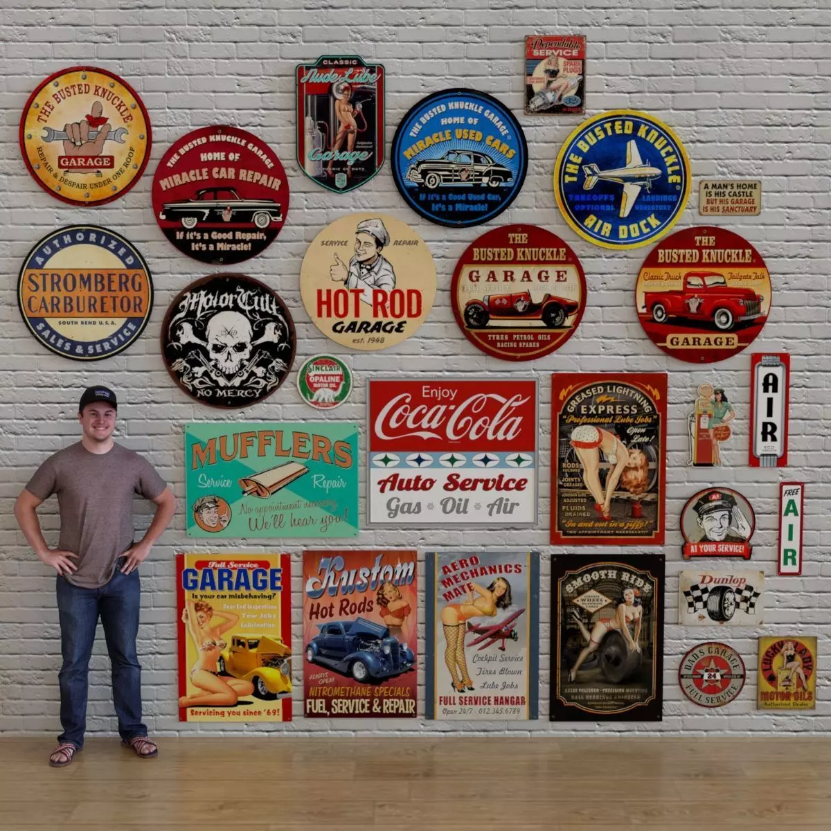 VINTAGE SIGNS PACK - SERVICE PARTS AND GARAGE Low-poly 3D model_0