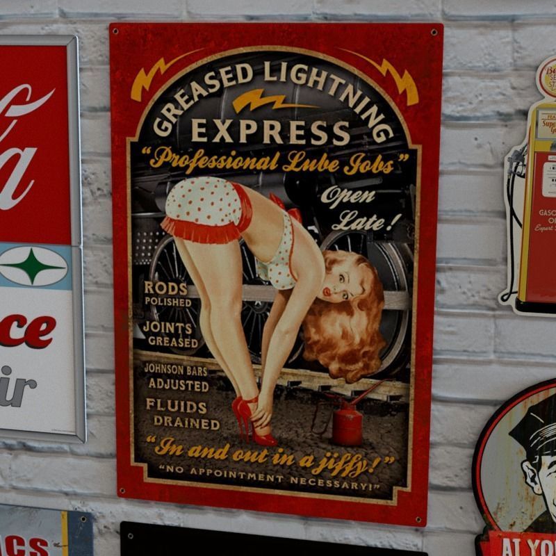 VINTAGE SIGNS PACK - SERVICE PARTS AND GARAGE Low-poly 3D model_12