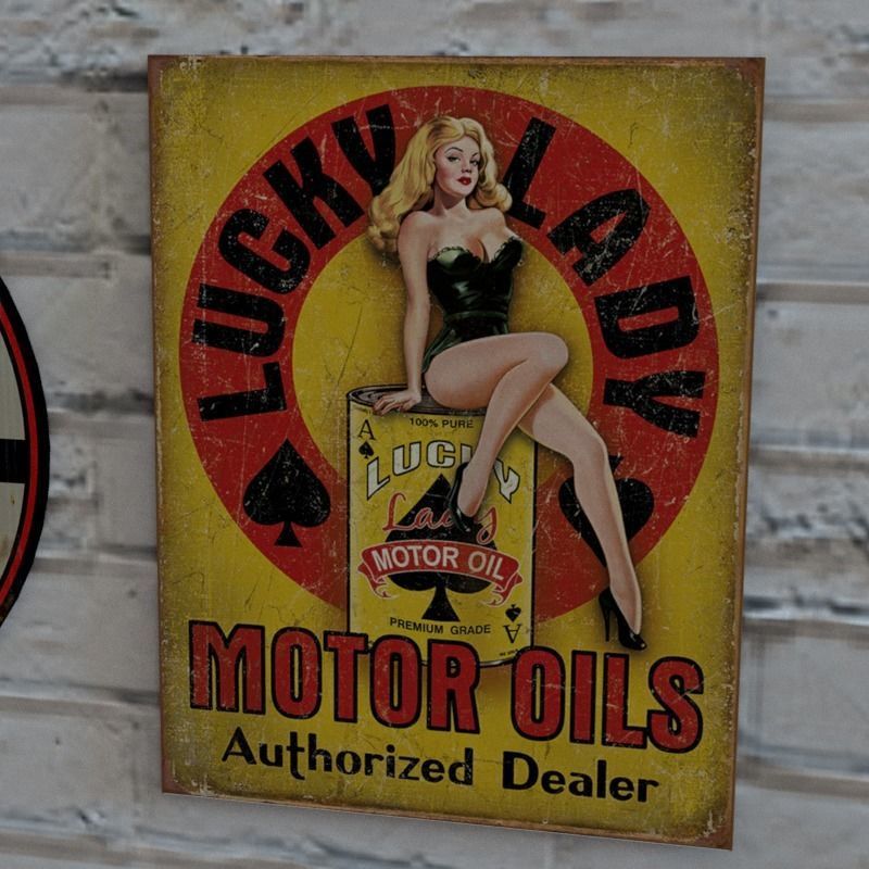 VINTAGE SIGNS PACK - SERVICE PARTS AND GARAGE Low-poly 3D model_6
