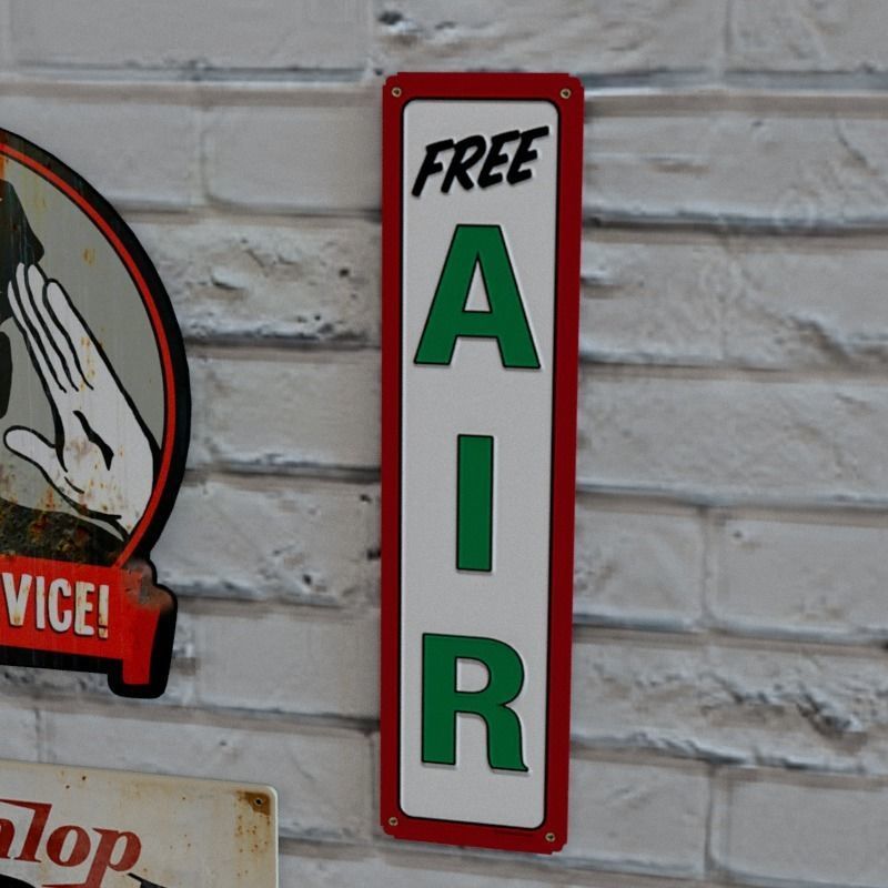 VINTAGE SIGNS PACK - SERVICE PARTS AND GARAGE Low-poly 3D model_9