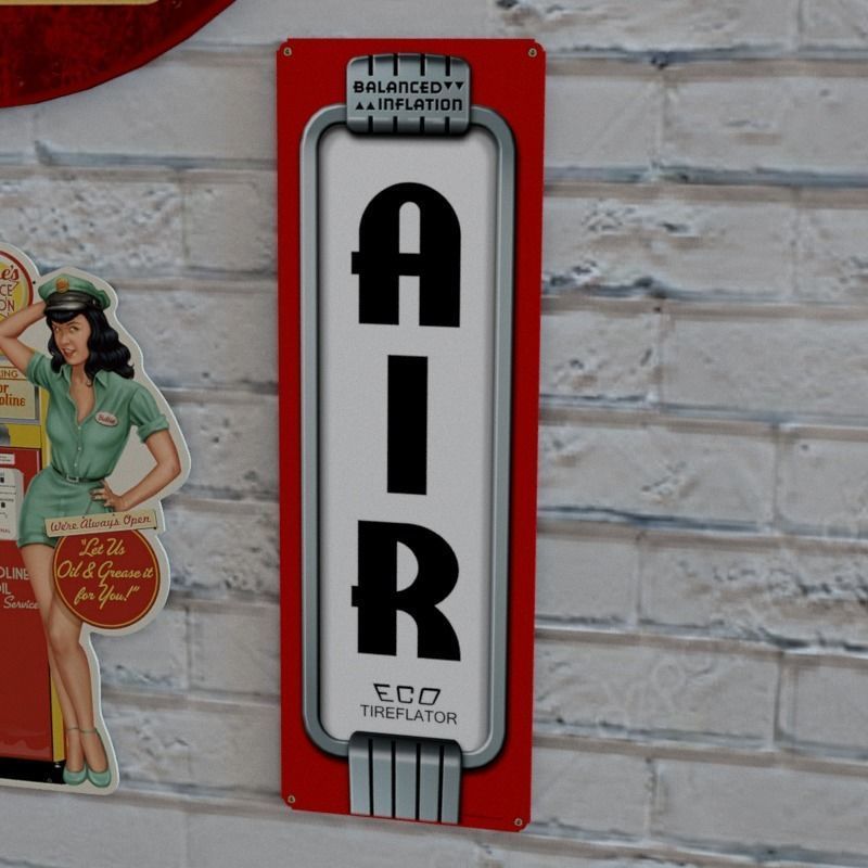 VINTAGE SIGNS PACK - SERVICE PARTS AND GARAGE Low-poly 3D model_10