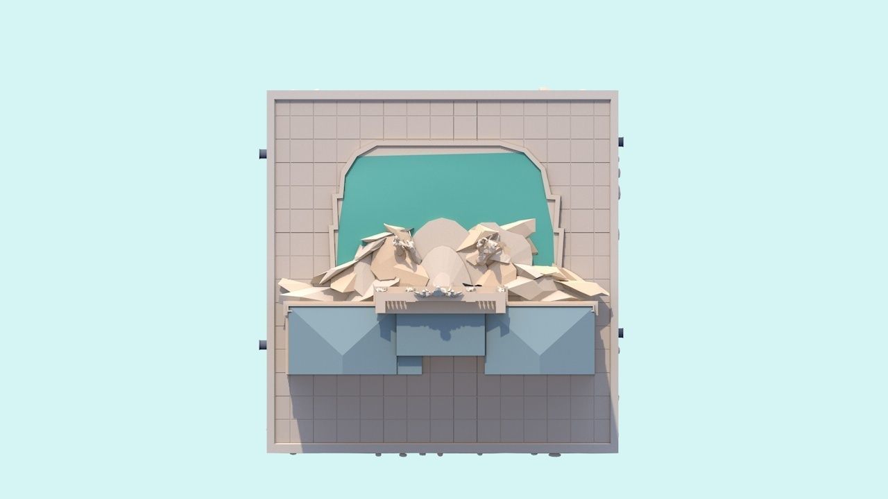 Cartoon Low Poly Trevi Fountain Low-poly 3D model_2