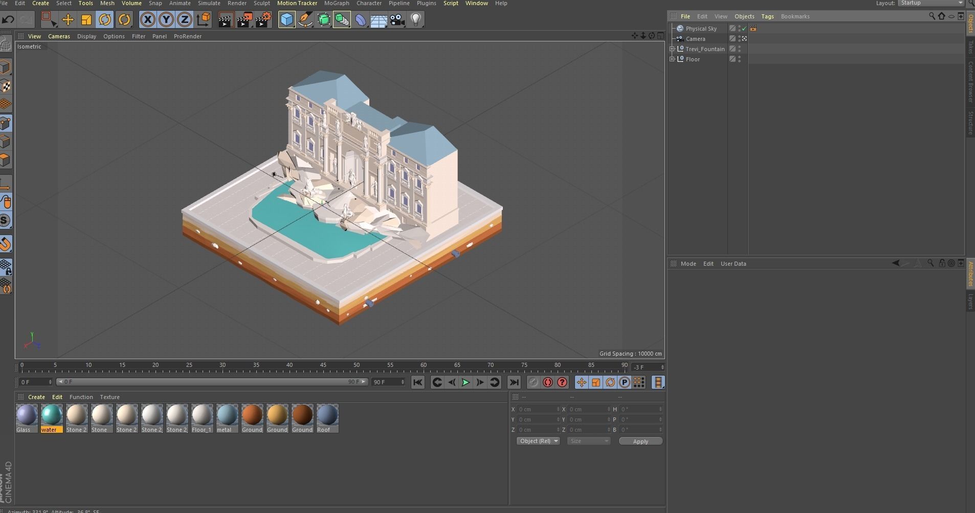 Cartoon Low Poly Trevi Fountain Low-poly 3D model_5