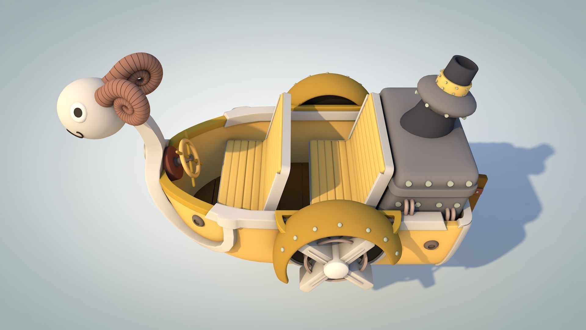 Mini Merry - One Piece Low-poly 3D model_4