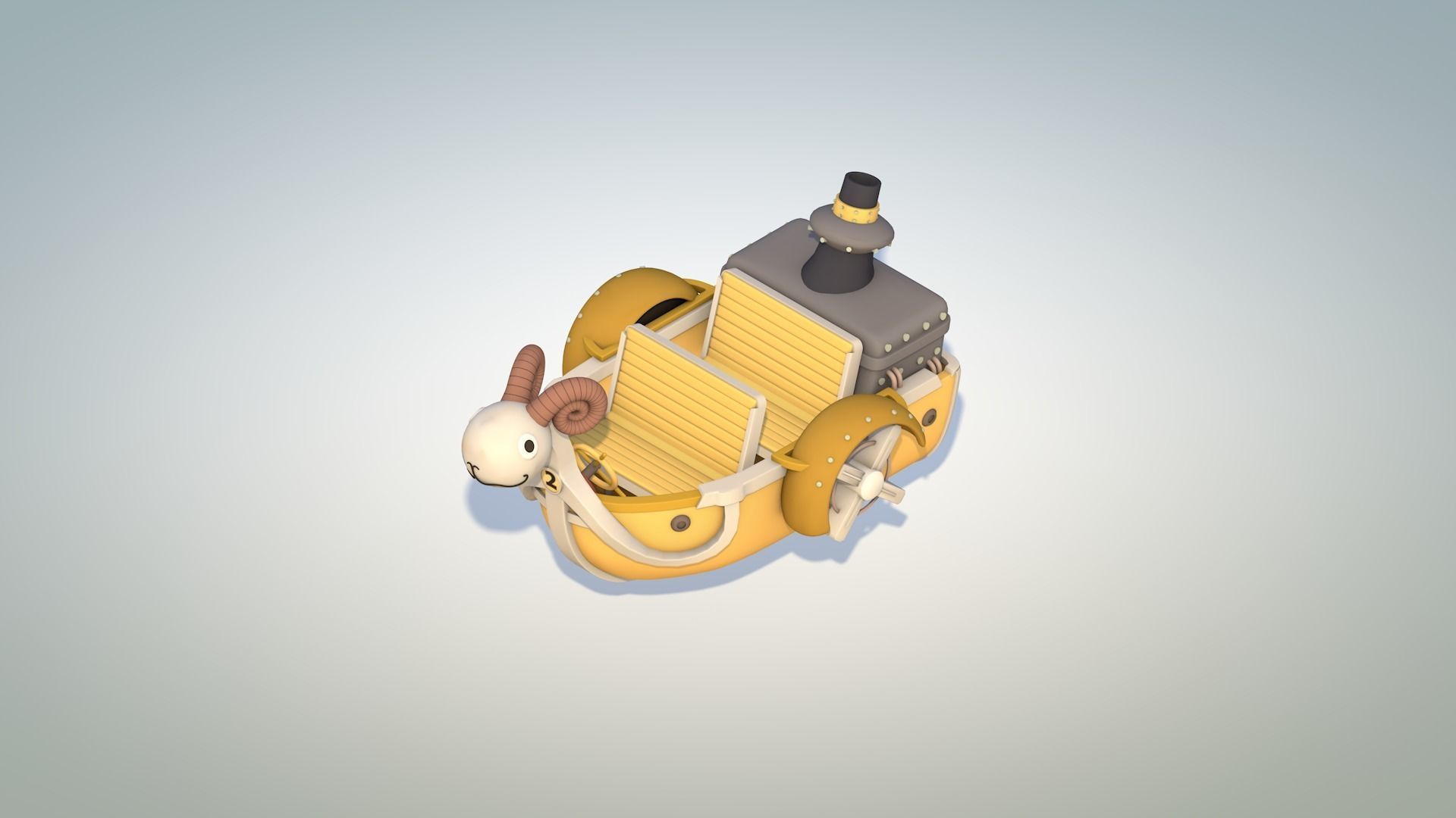 Mini Merry - One Piece Low-poly 3D model_3