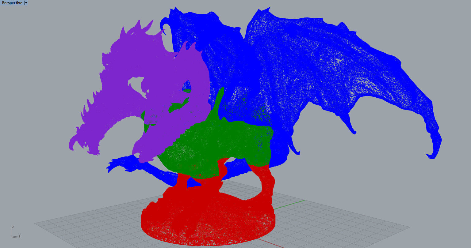 4 Inch Base Five Headed Dragon  3D print model_12