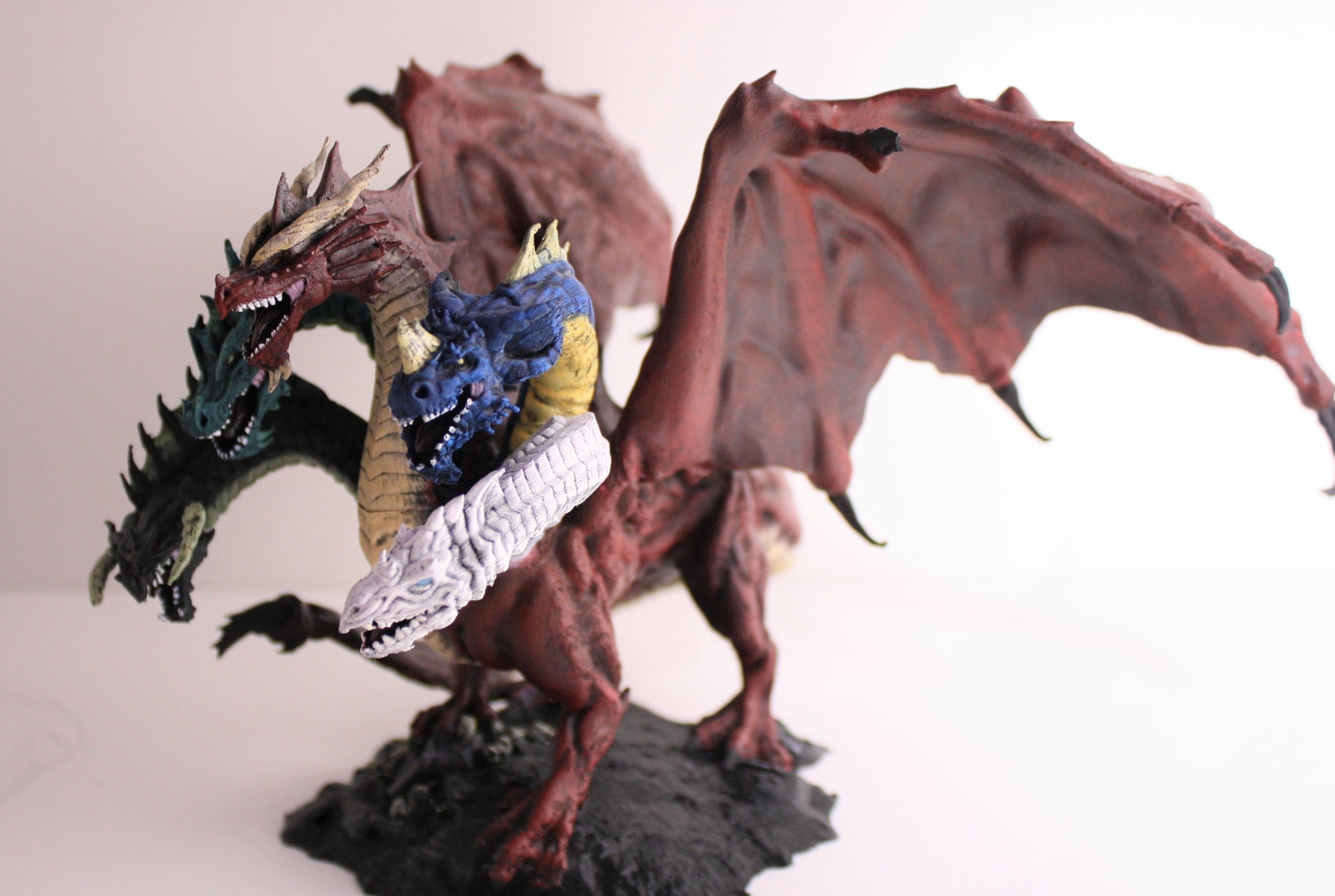 4 Inch Base Five Headed Dragon  3D print model_6