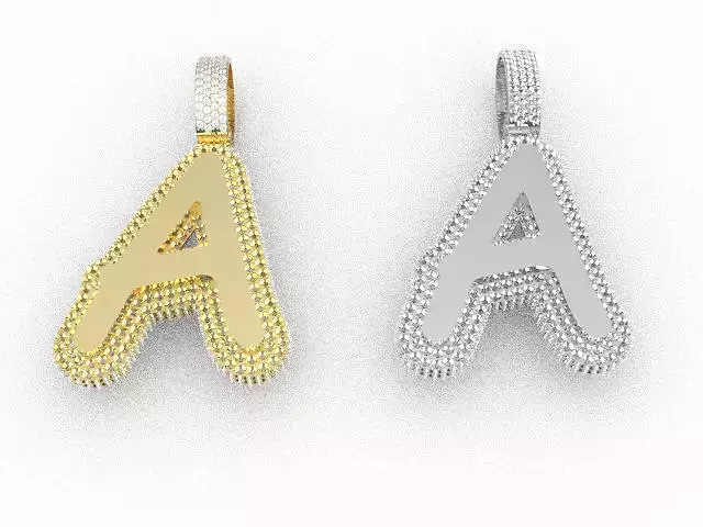 A Pendent letter pendant in gold and silver