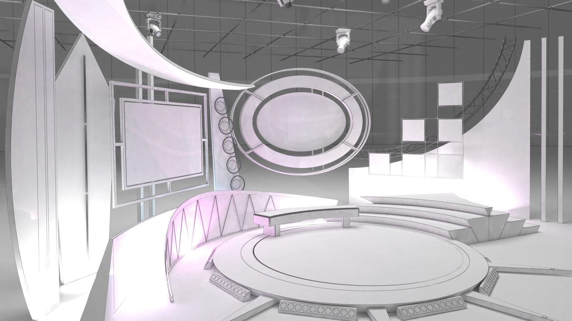 Virtual TV Studio Talkshow 1 3D model_4