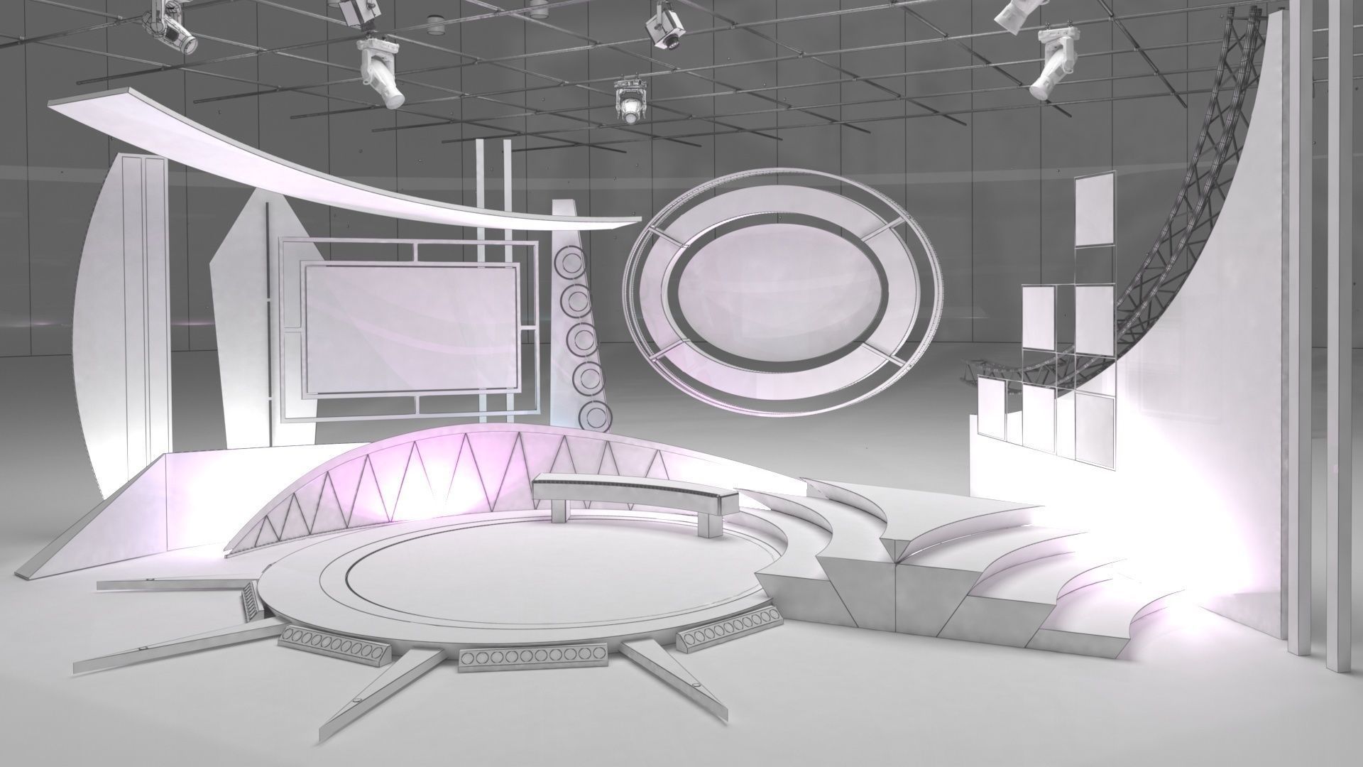 Virtual TV Studio Talkshow 1 3D model_6