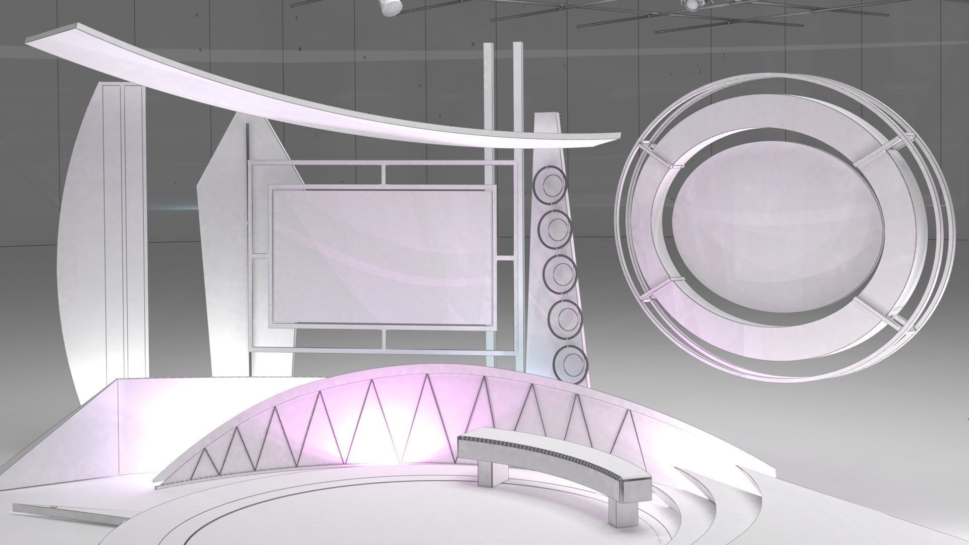 Virtual TV Studio Talkshow 1 3D model_12