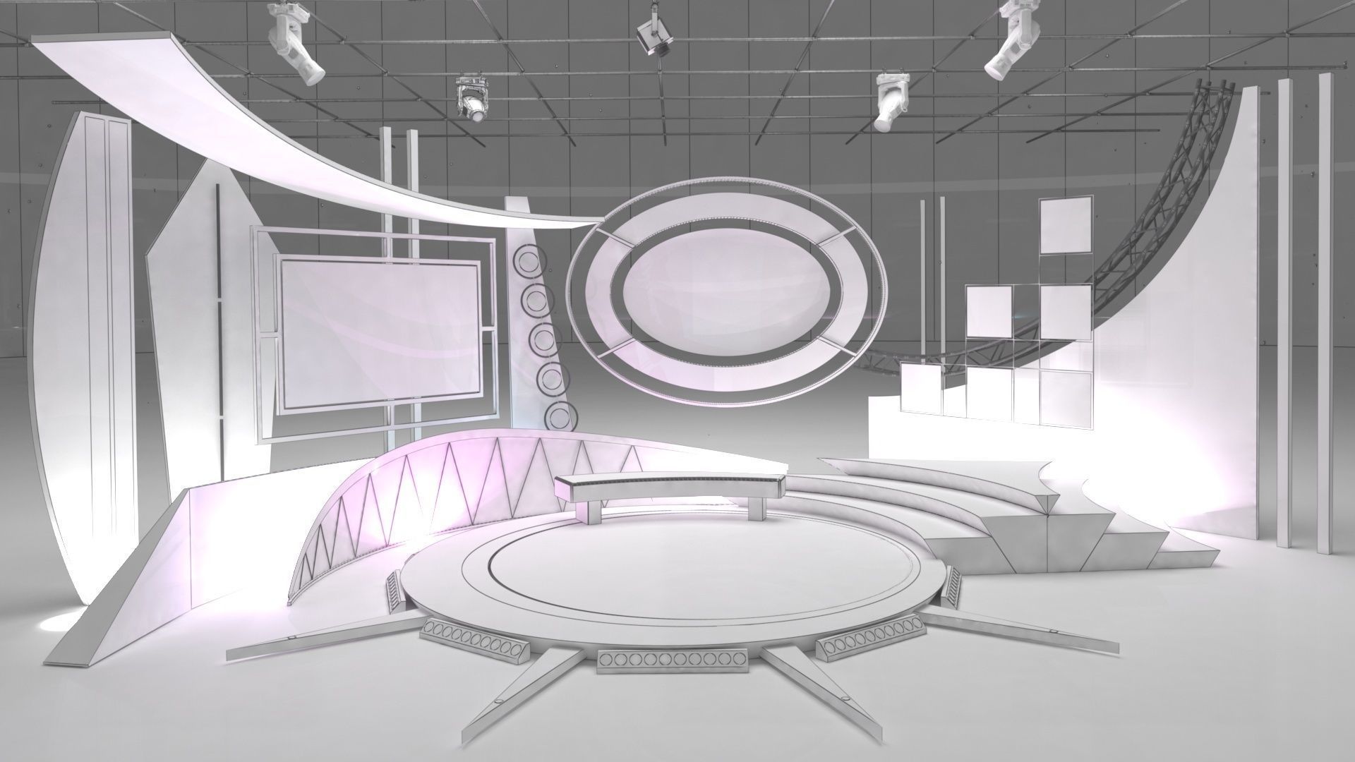 Virtual TV Studio Talkshow 1 3D model_2