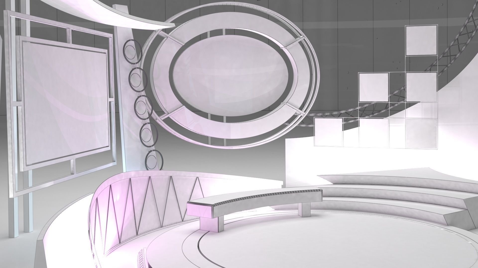 Virtual TV Studio Talkshow 1 3D model_10