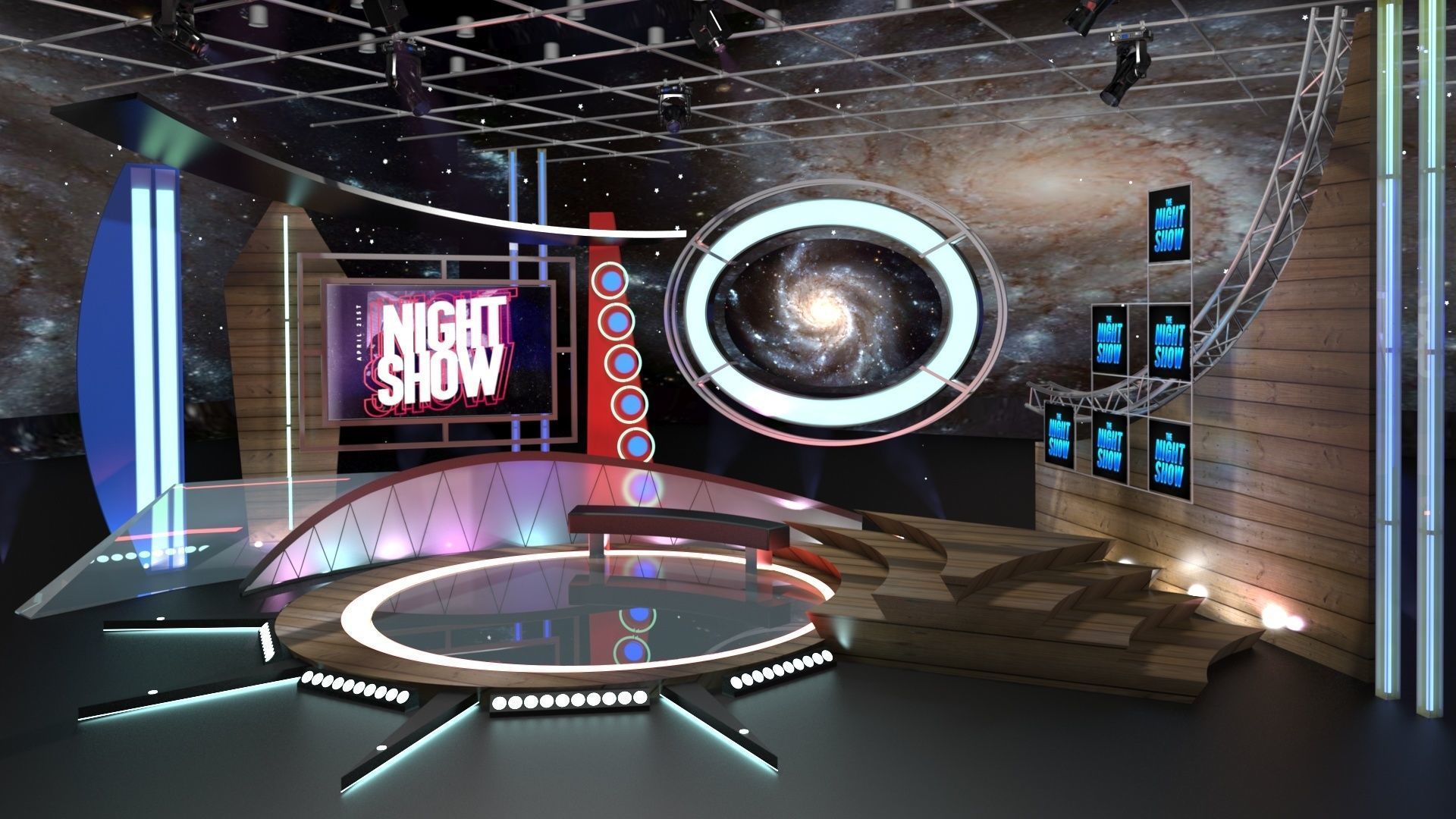 Virtual TV Studio Talkshow 1 3D model_5