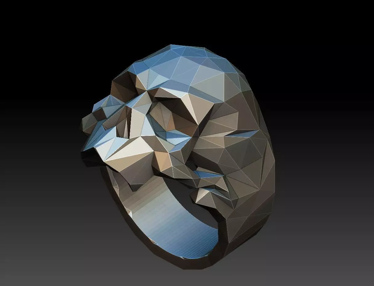 skull ring low poly 3D print model