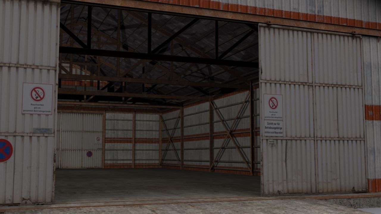hangar old barn with roof Low-poly 3D model_4
