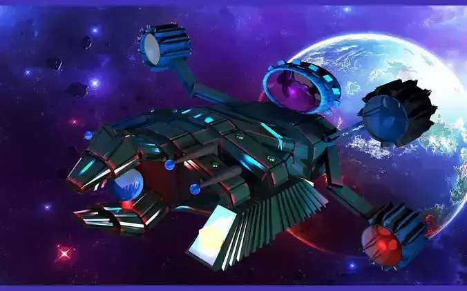 Sci-Fi SpaceShip  Low-poly 3D model