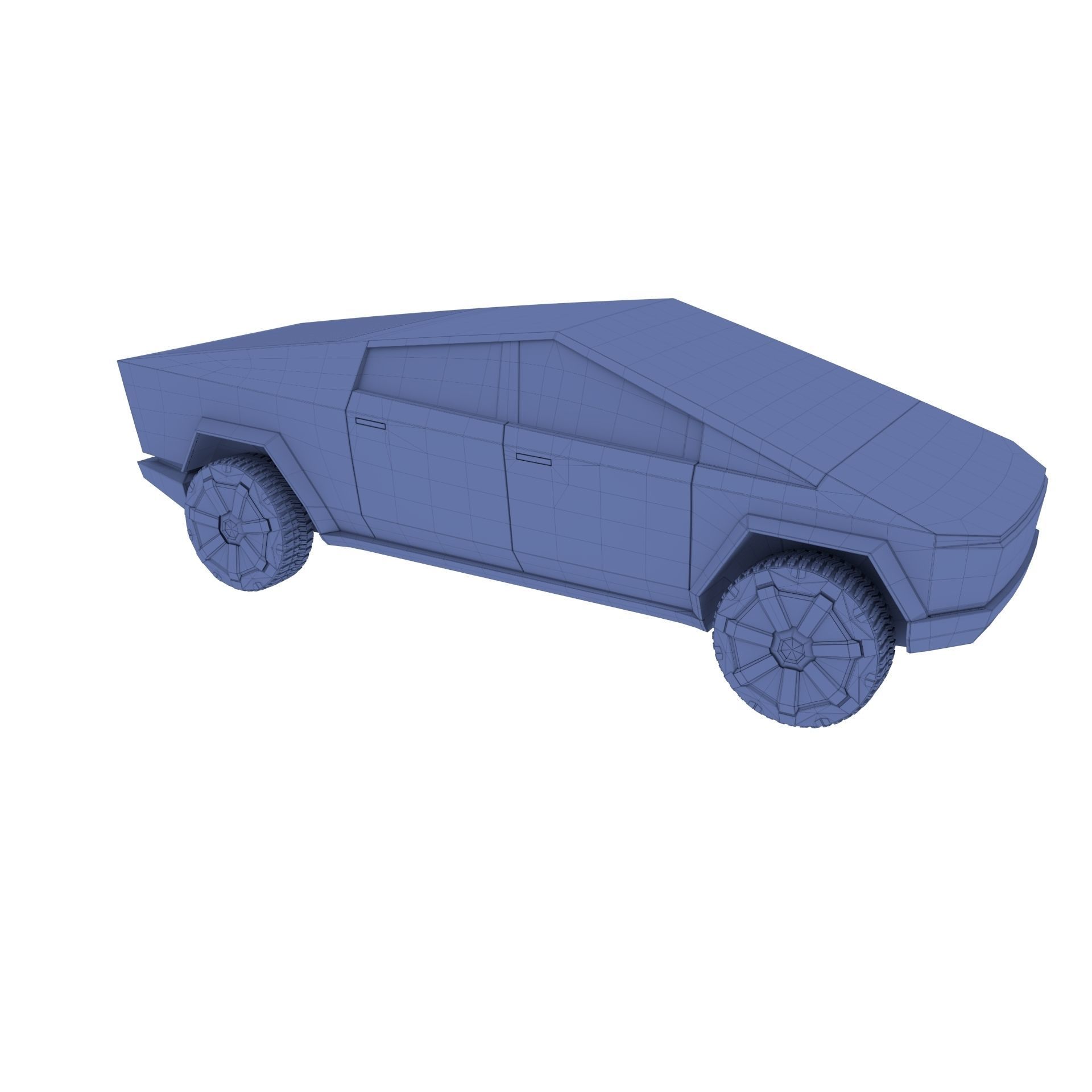 Tesla Cybertruck with chassis White 3D model_39