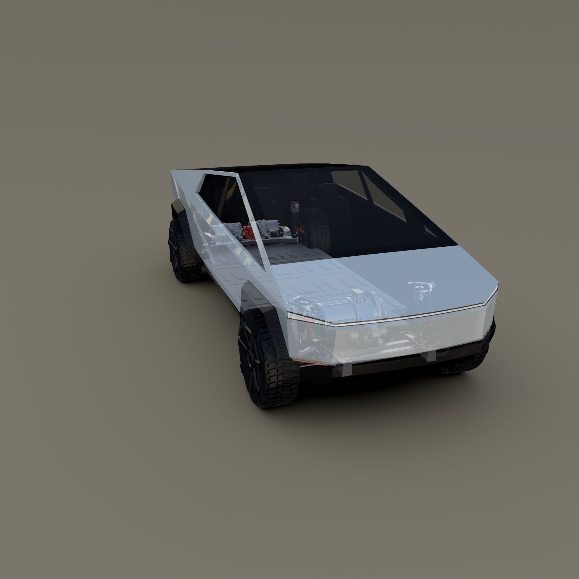 Tesla Cybertruck with chassis White 3D model_19