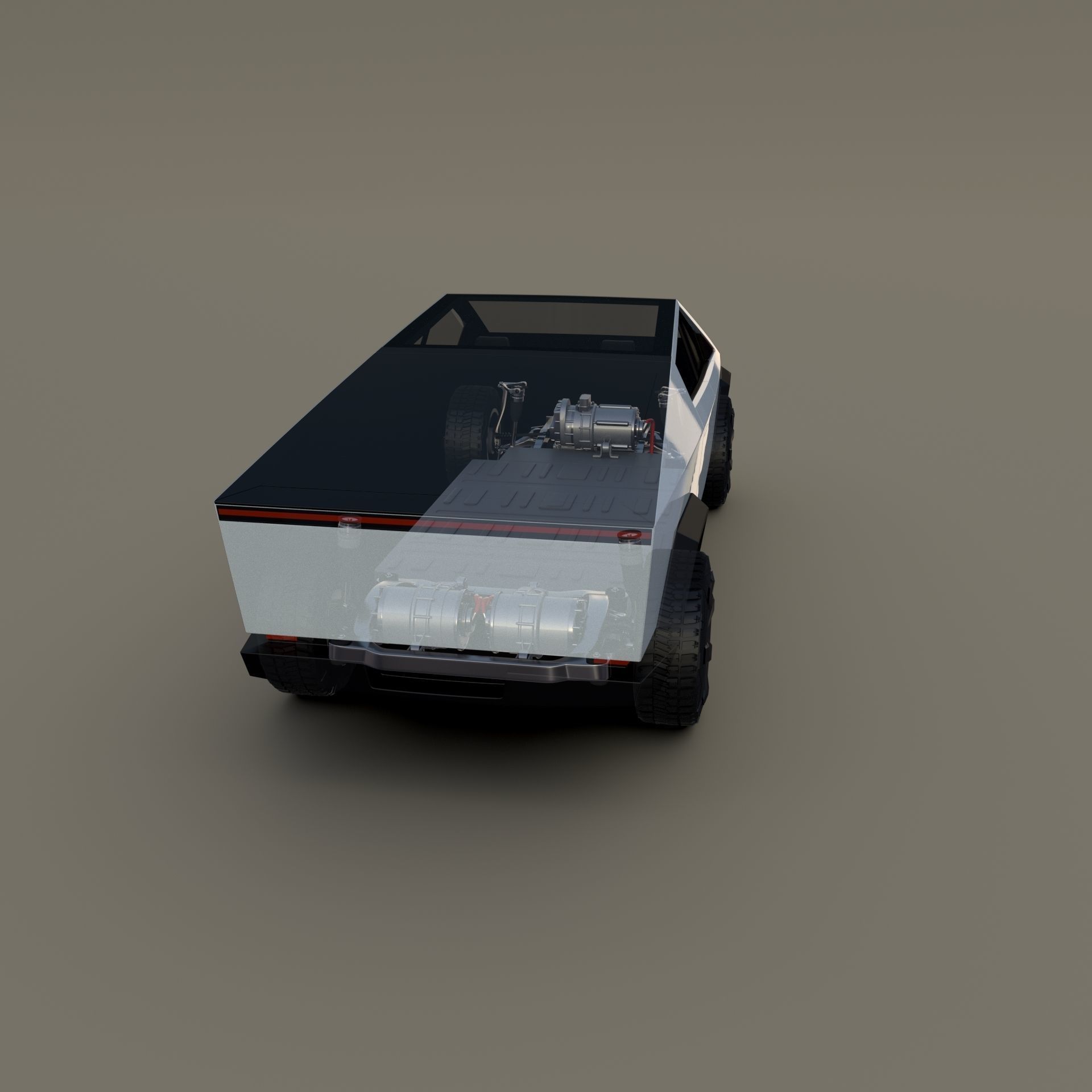Tesla Cybertruck with chassis White 3D model_16