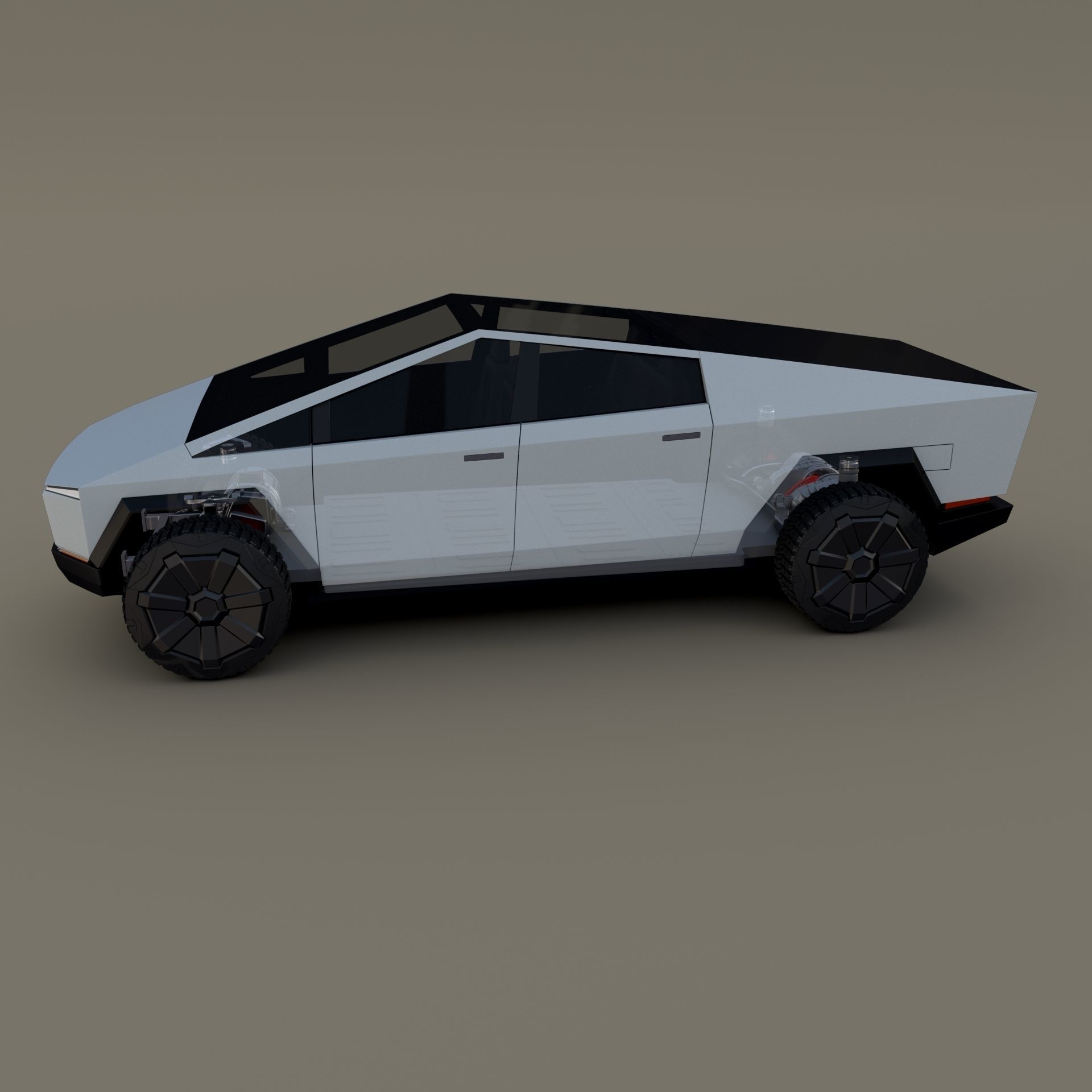 Tesla Cybertruck with chassis White 3D model_14