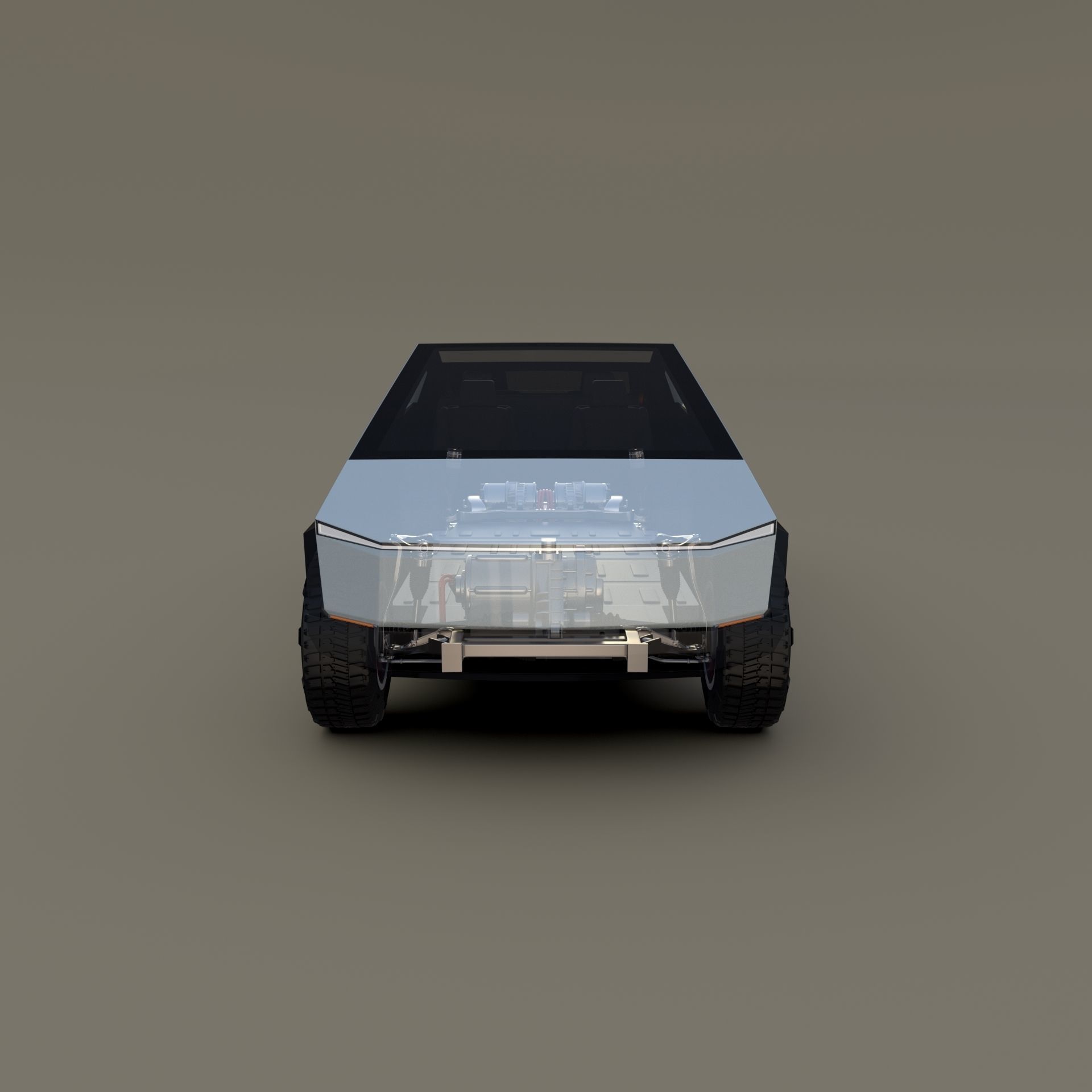 Tesla Cybertruck with chassis White 3D model_2