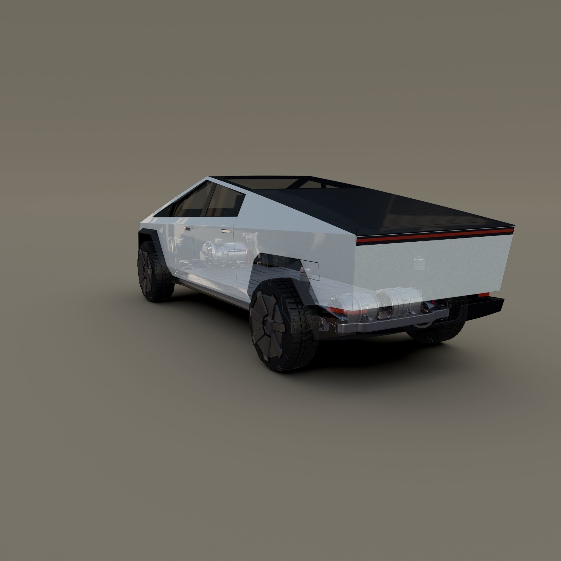 Tesla Cybertruck with chassis White 3D model_6