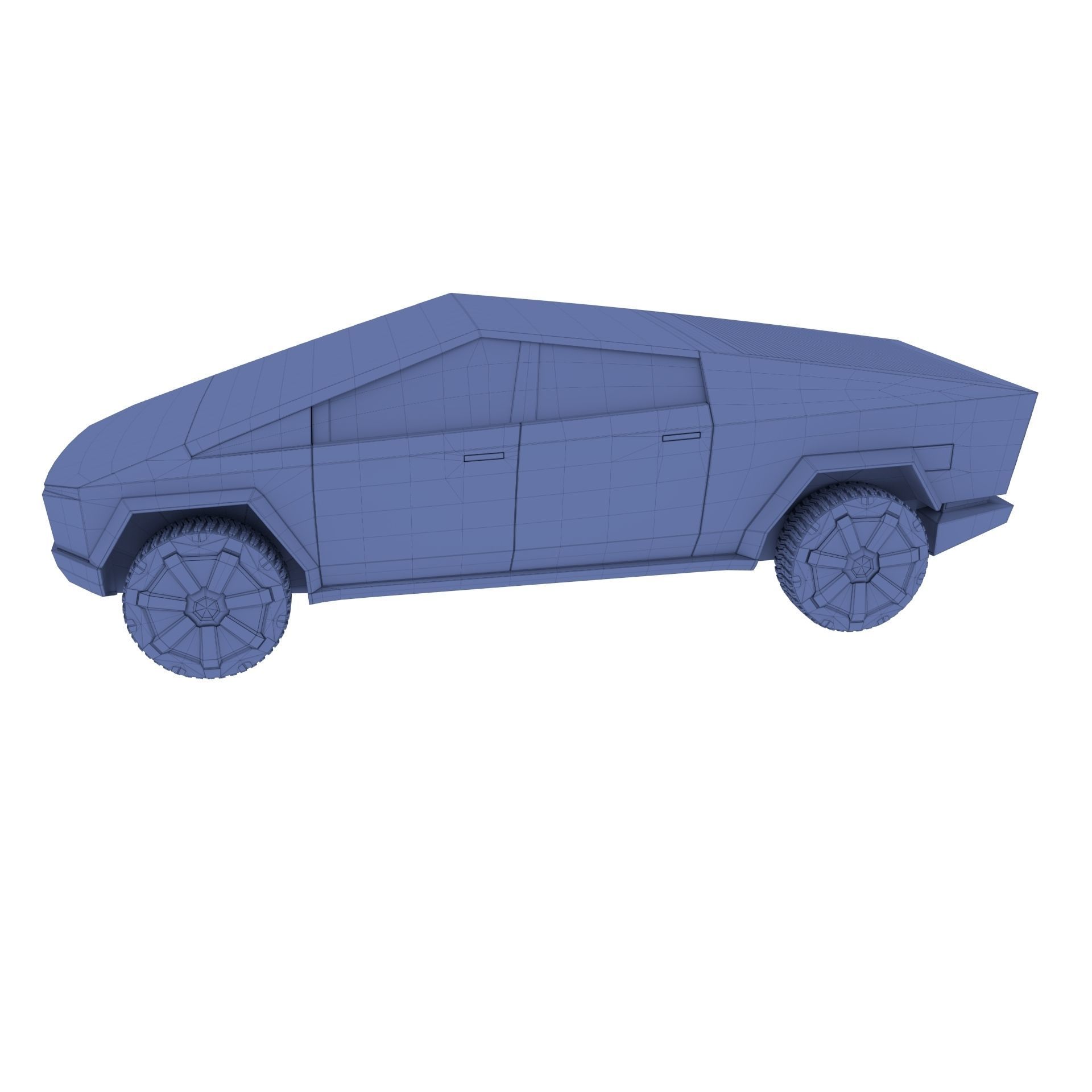 Tesla Cybertruck with chassis White 3D model_38