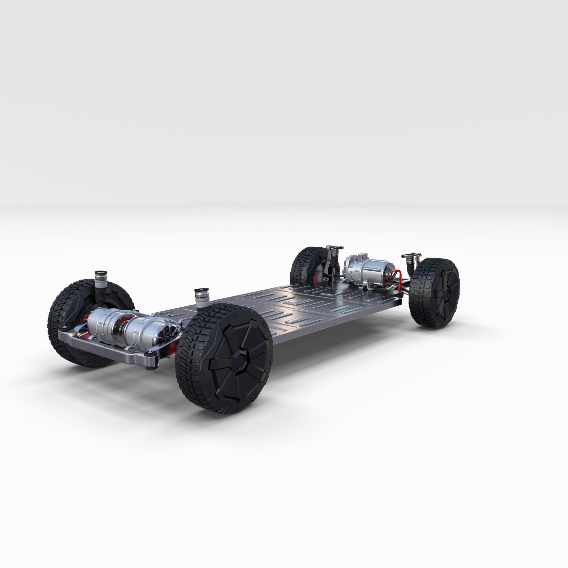 Tesla Cybertruck with chassis White 3D model_22