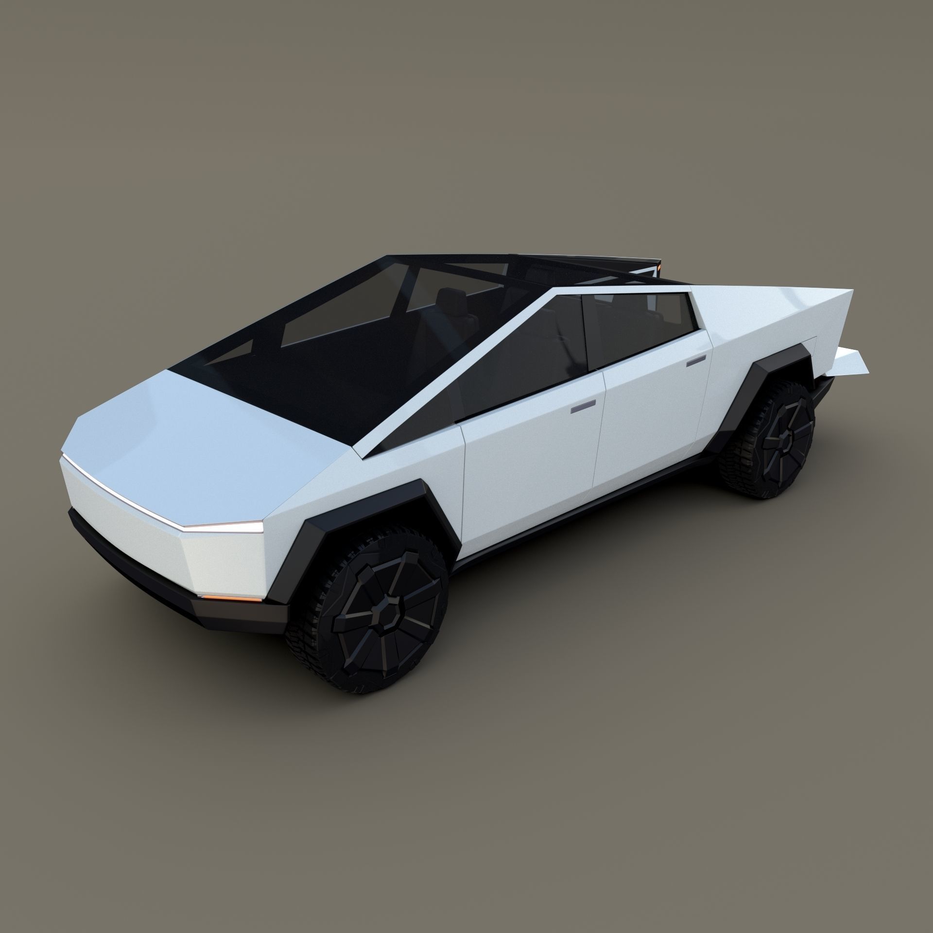 Tesla Cybertruck with chassis White 3D model_20