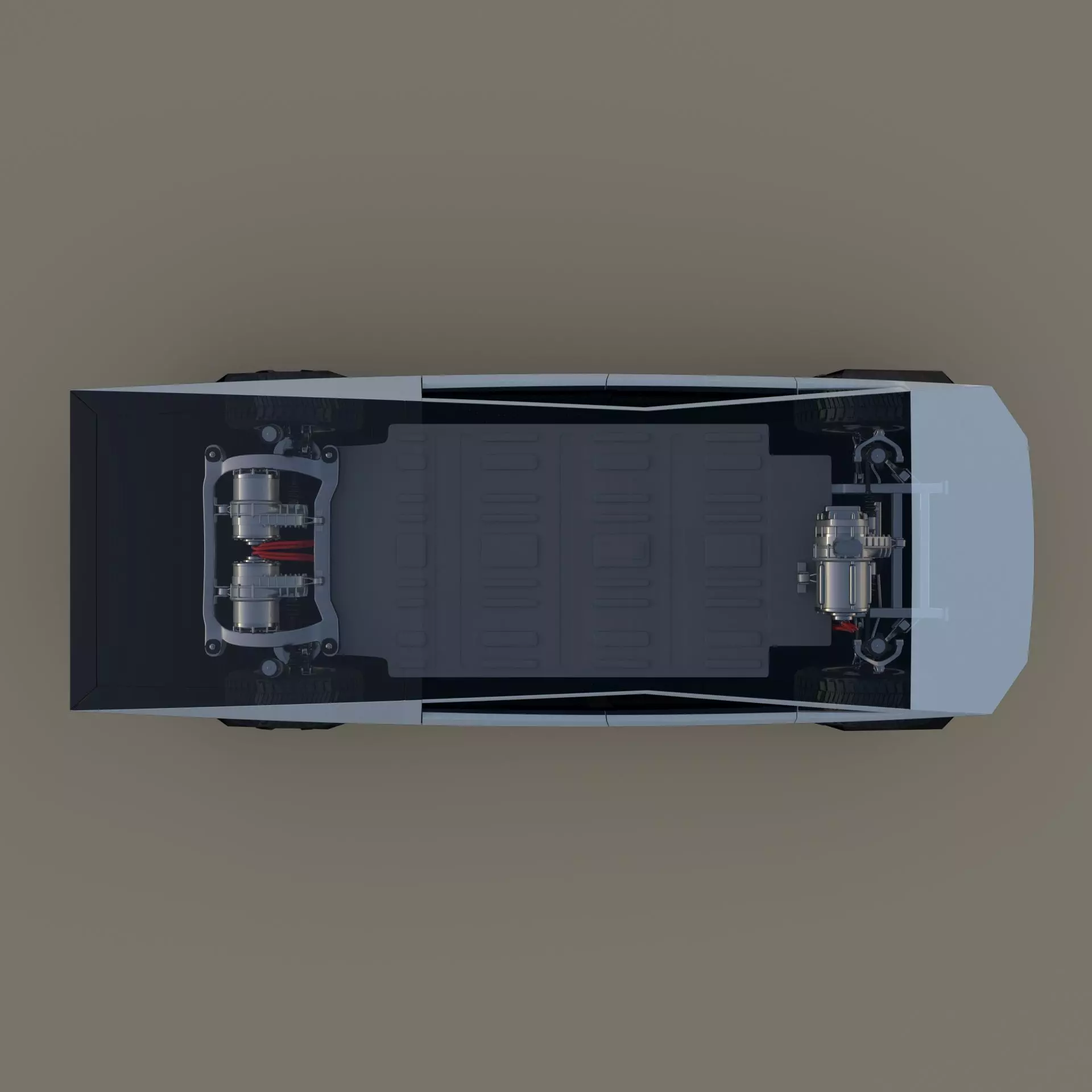 Tesla Cybertruck with chassis White 3D model_0