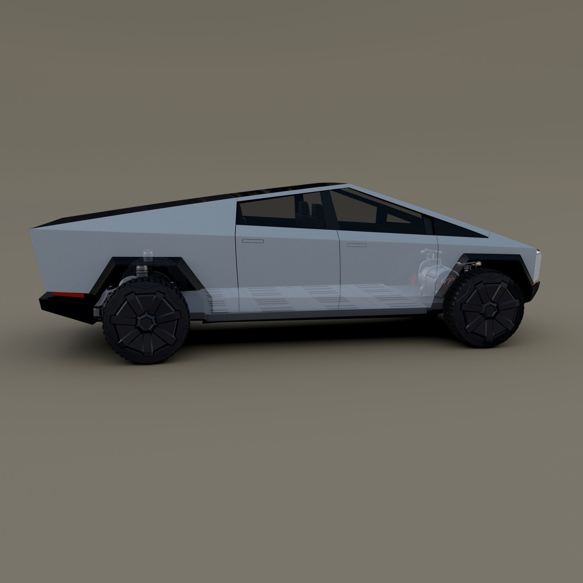 Tesla Cybertruck with chassis White 3D model_9
