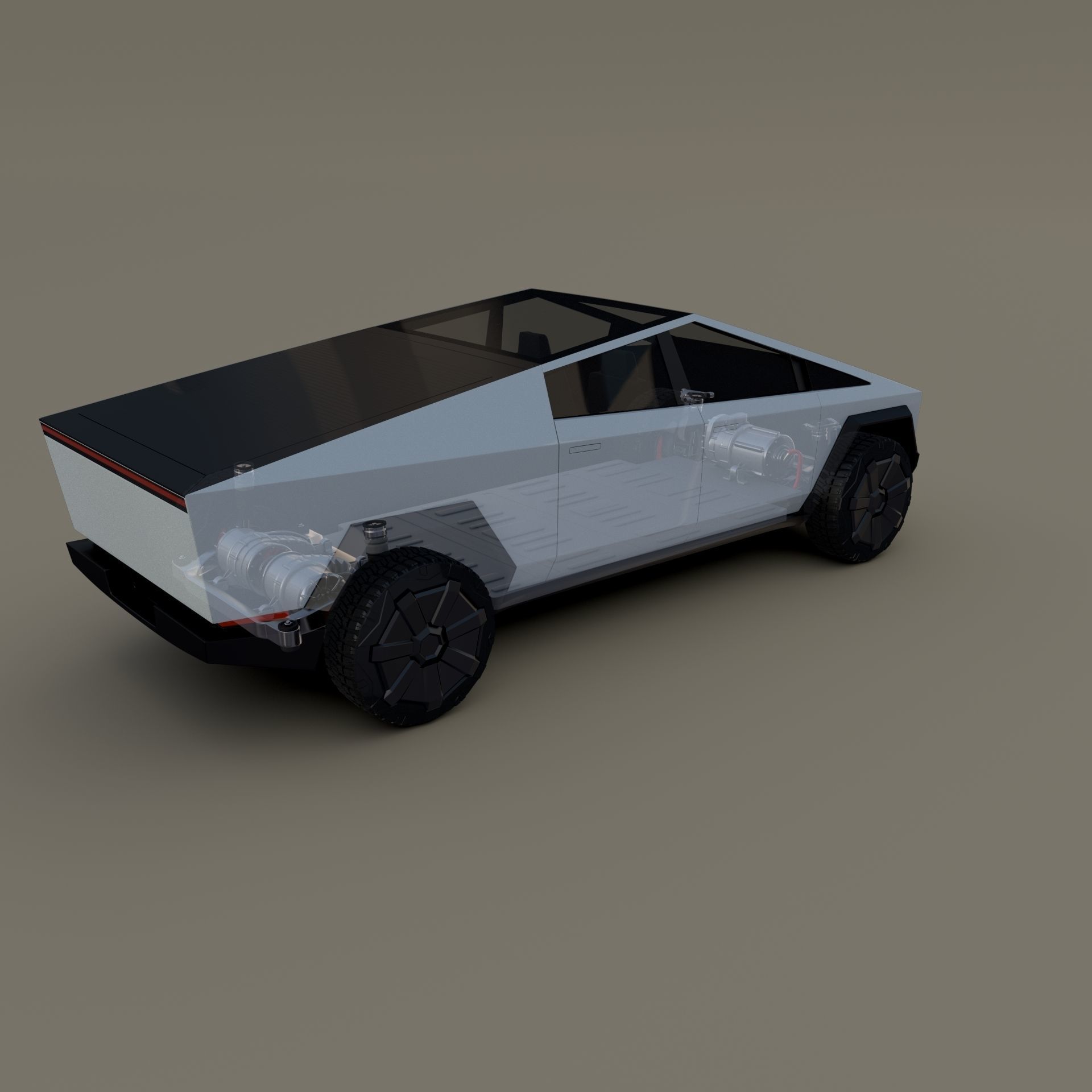 Tesla Cybertruck with chassis White 3D model_17
