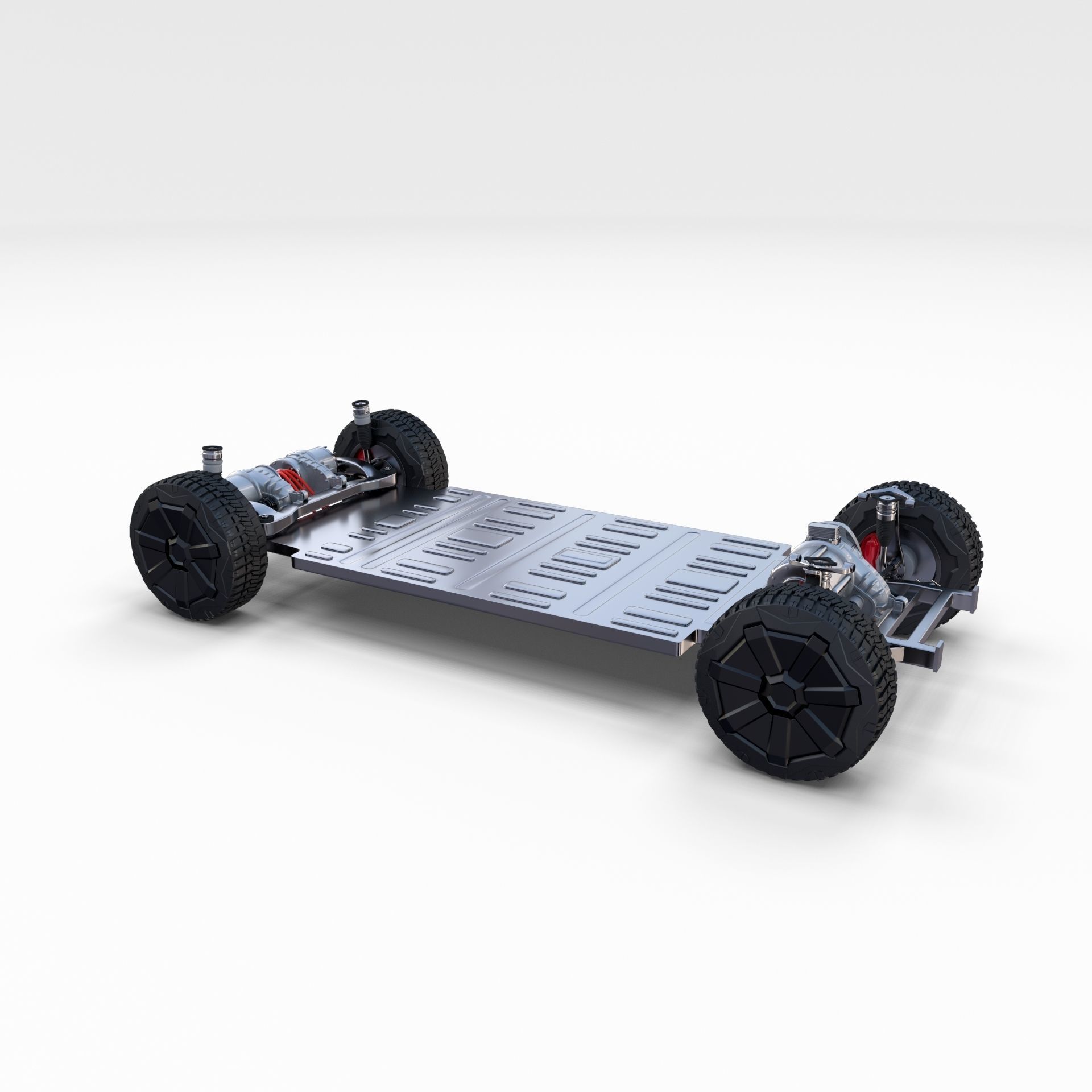 Tesla Cybertruck with chassis White 3D model_24