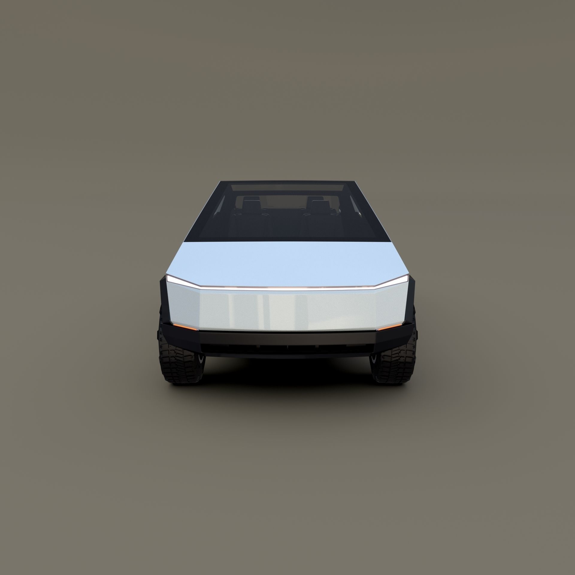 Tesla Cybertruck with chassis White 3D model_1