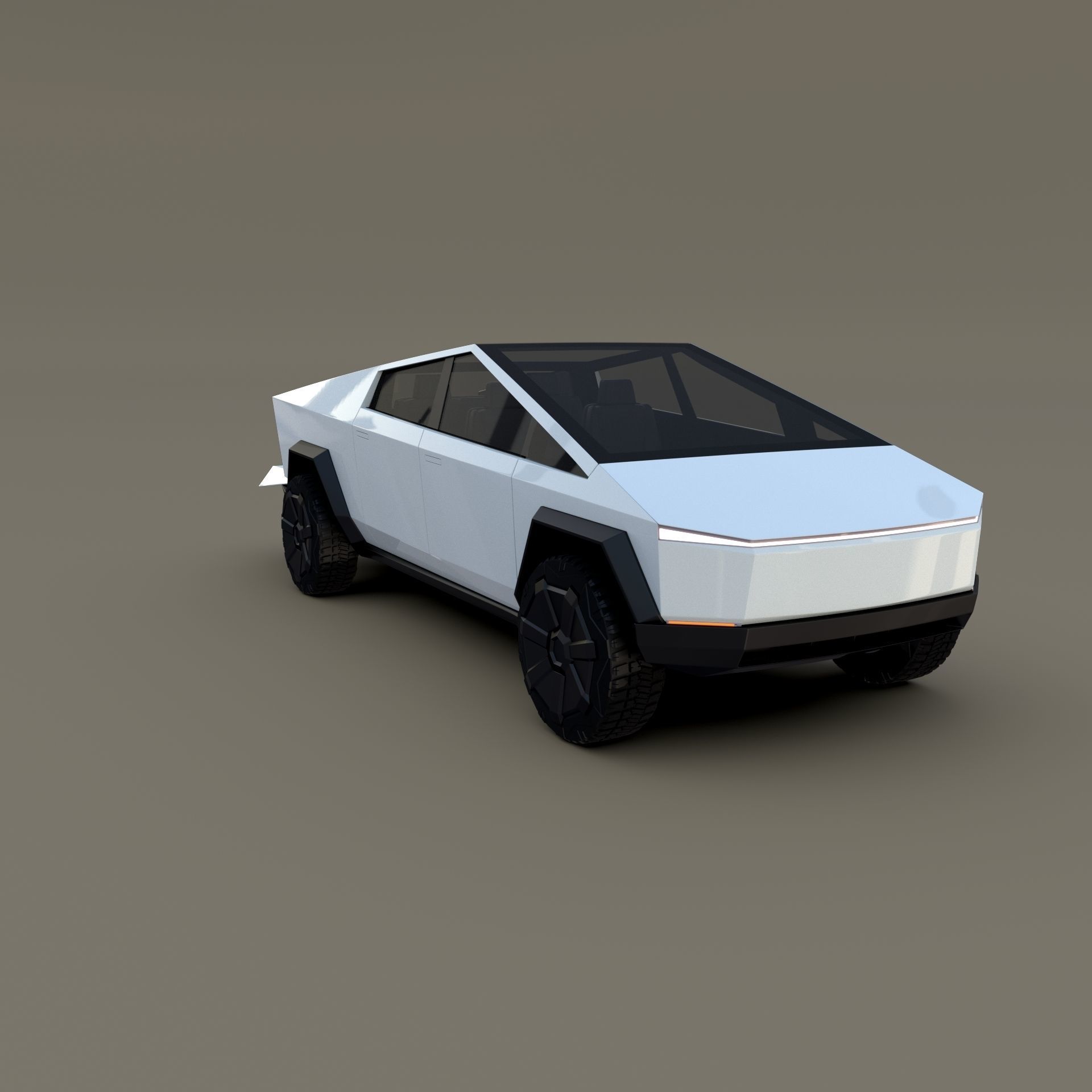 Tesla Cybertruck with chassis White 3D model_10