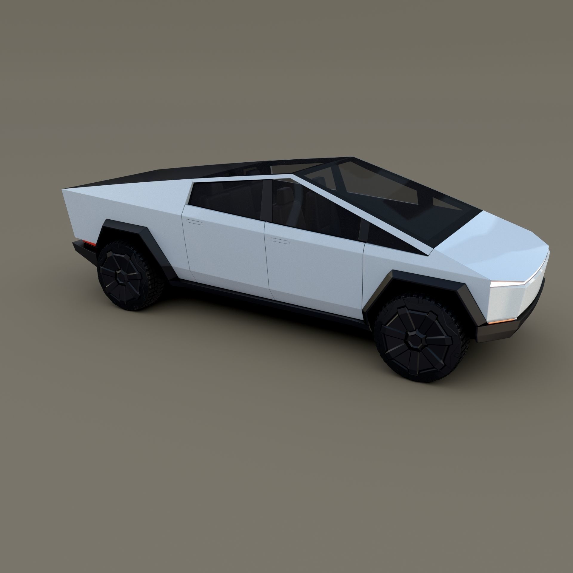 Tesla Cybertruck with chassis White 3D model_33