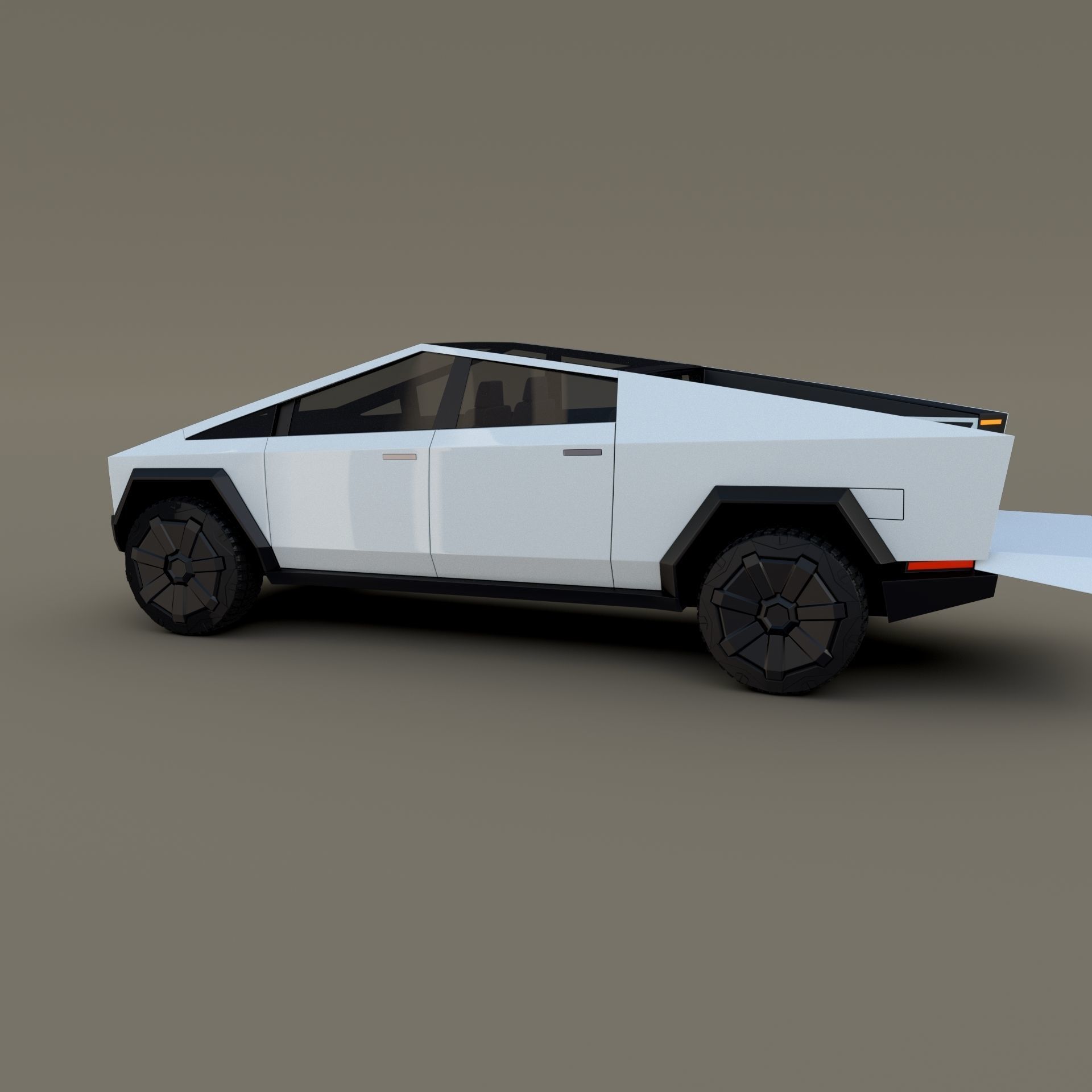 Tesla Cybertruck with chassis White 3D model_4