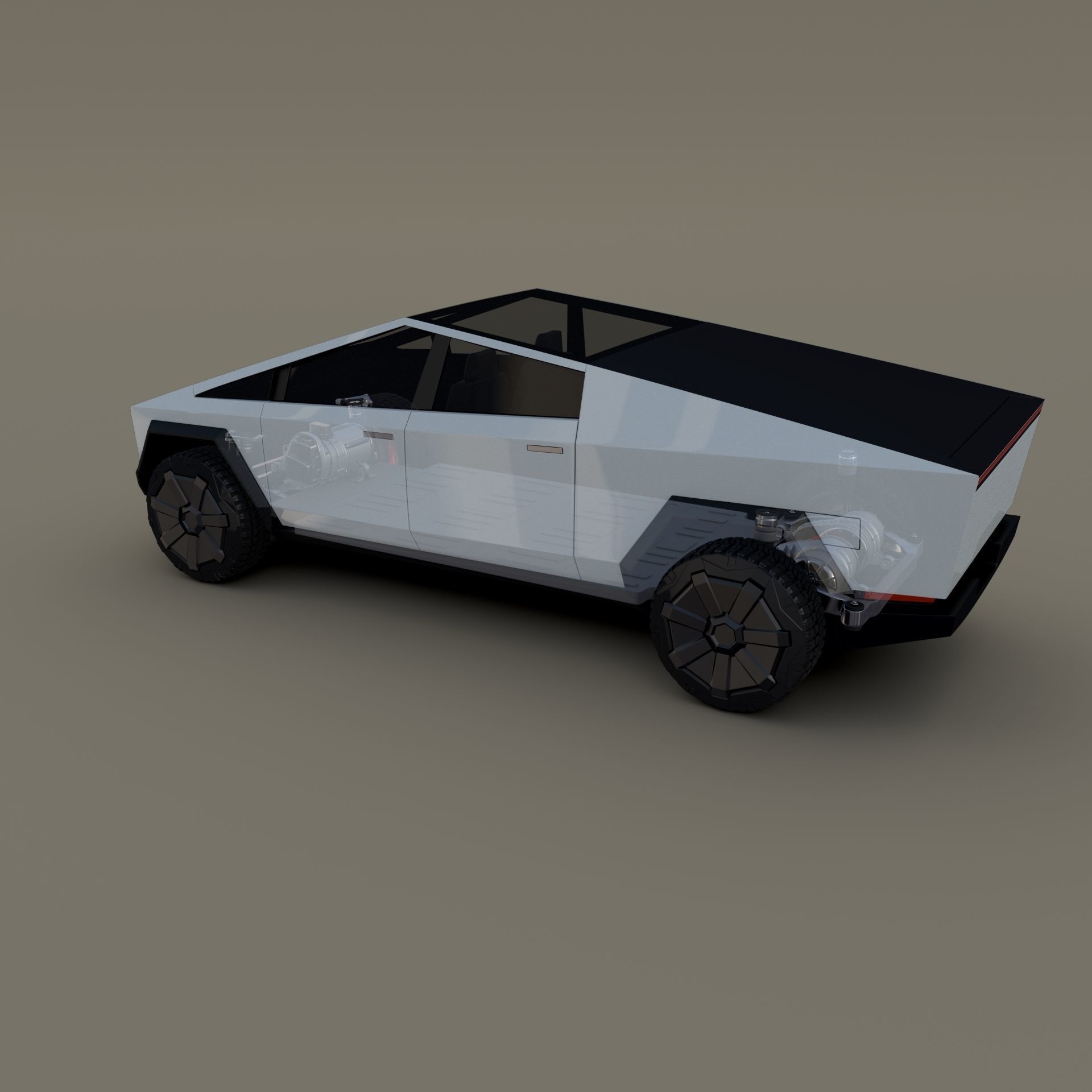 Tesla Cybertruck with chassis White 3D model_15