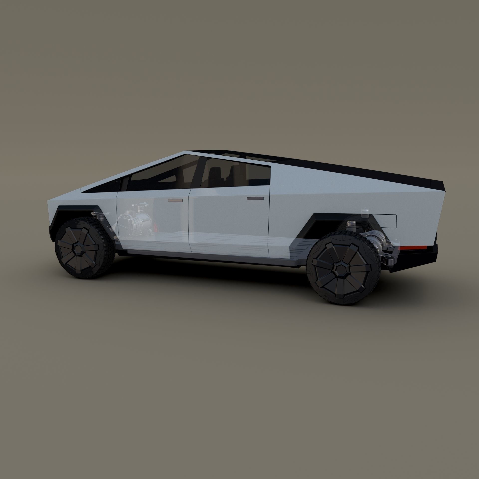 Tesla Cybertruck with chassis White 3D model_5