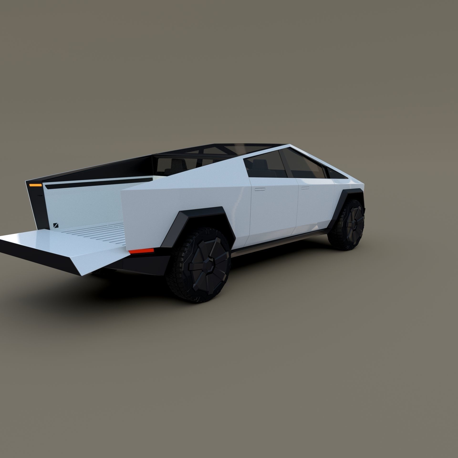 Tesla Cybertruck with chassis White 3D model_7