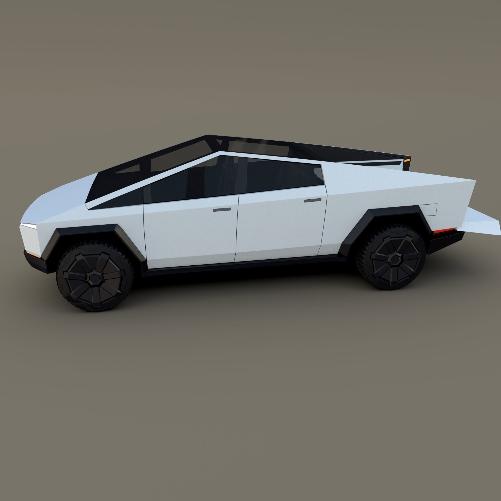 Tesla Cybertruck with chassis White 3D model_13