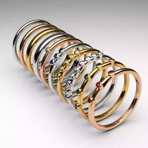fashion thin rings with diamonds set of 10 pcs printable 3D print model fashion thin rings with diamonds set of 10 pcs printable 3D print model